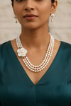 Graceful Baroque Pearl Necklace Set with Mother of Pearl Pendant.